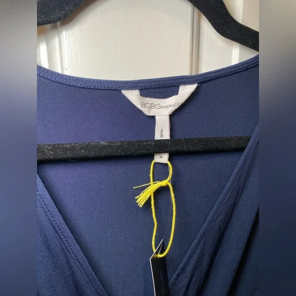 BCBGeneration Deep Blue Mesh Long Sleeve Jumpsuit size M New with Tag - Picture 5 of 9